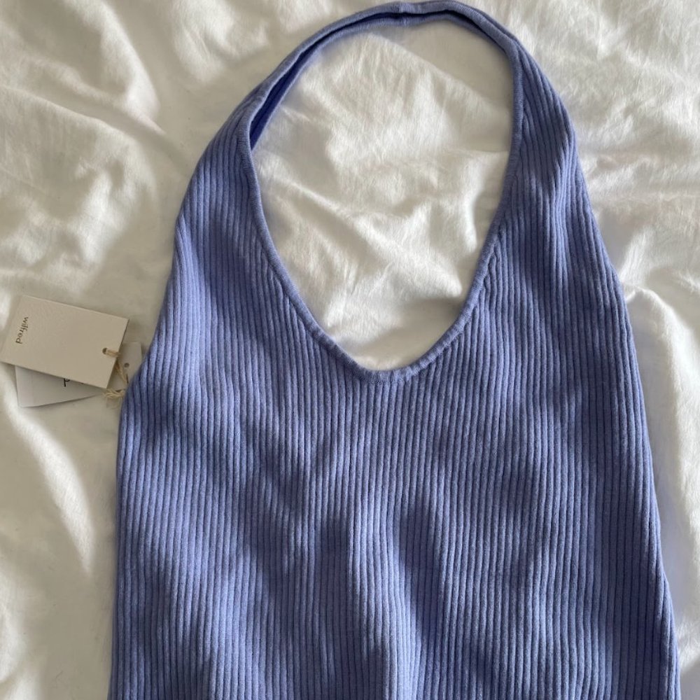 Aritzia Wilfred ARRIVE HALTER TOP - soft iris (Part of a set)